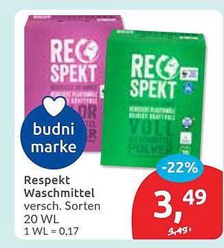 Respekt Waschmittel versch. Sorten 20 WL - Budni Marke