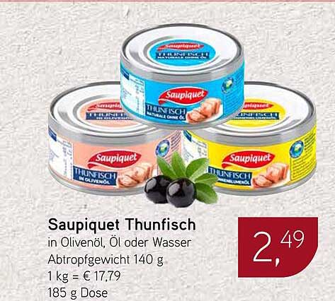 Saupiquet Thunfisch in Olivenöl, Öl oder Wasser - 185 g Dose