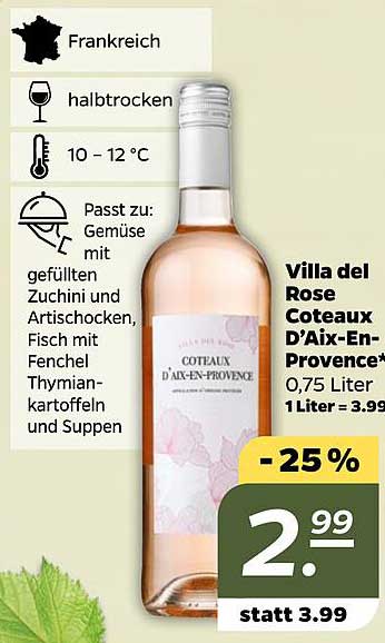 Villa del Rose Coteaux D'Aix-En-Provence 0,75 Liter - 25% Rabatt