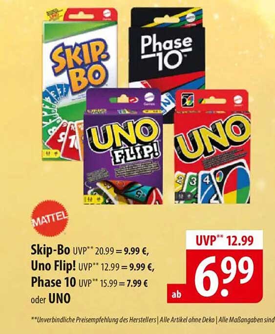 Skip-Bo, UNO Flip! und Phase 10 - Kartenspiele zum Spaß mit Freunden!