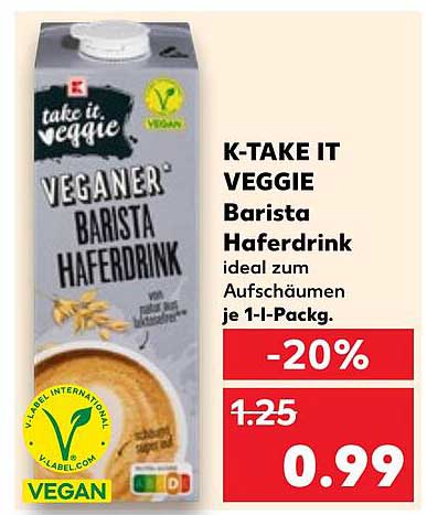 K-TAKE IT VEGGIE Barista Haferdrink