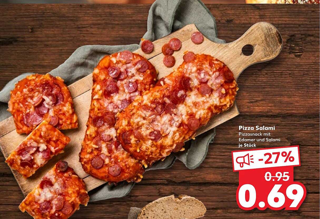 Pizza Salami Pizzasnack mit Edamer und Salami je Stück
