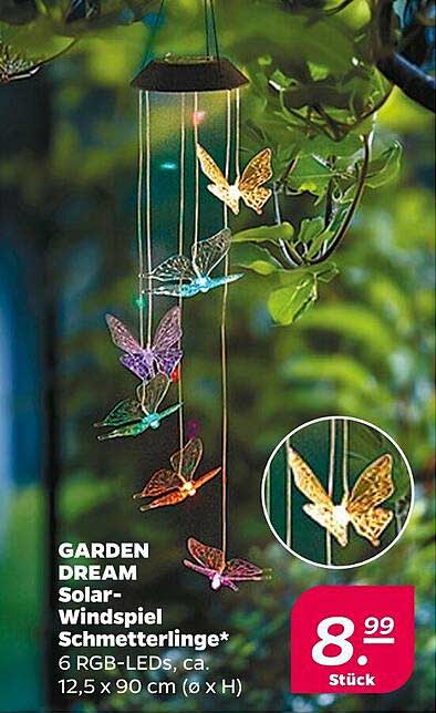 GARDEN DREAM Solar-Windspiel Schmetterlinge