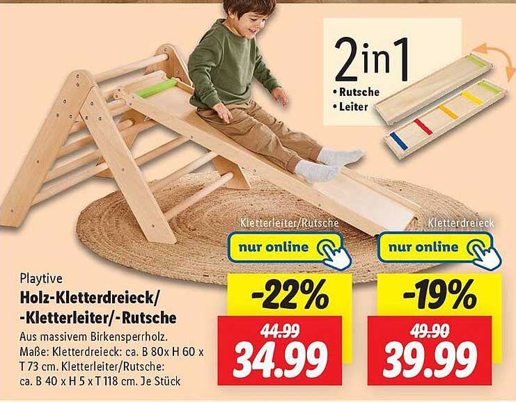 Playtive Holz-Kletterdreieck/-Kletterleiter/-Rutsche
