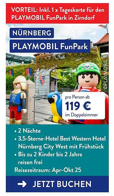 2 Nächte im 3,5-Sterne-Hotel Best Western Nürnberg inkl. Tageskarte für PLAYMOBIL FunPark