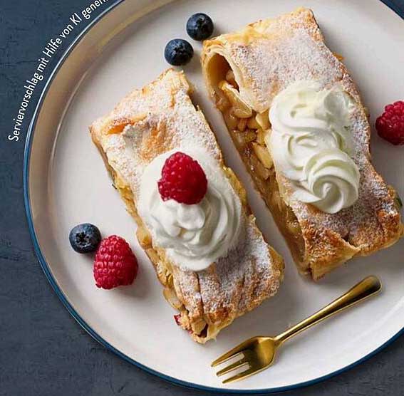Apfelstrudel mit Sahne, frisch aus dem Aldi Süd-Prospekt