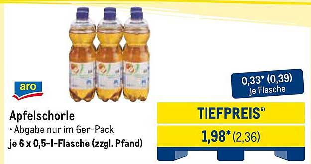 Aro Apfelschorle 6er-Pack (0,5 l-Flaschen)