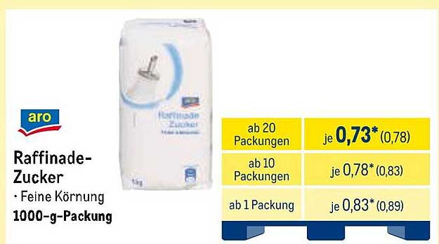 aro Raffinade-Zucker 1000-g-Packung