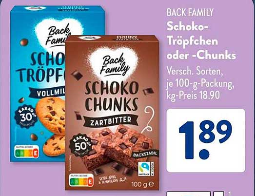 BACK FAMILY Schoko-Tröpfchen oder -Chunks