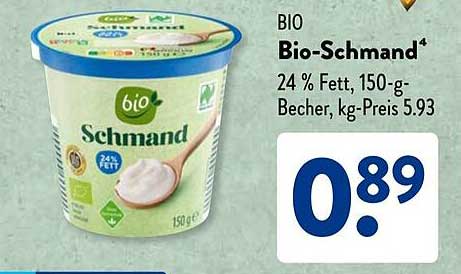 BIO Bio-Schmand 24 % Fett, 150-g-Becher