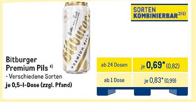 Bitburger Premium Pils - Verschiedene Sorten je 0,5-l-Dose (zzgl. Pfand)