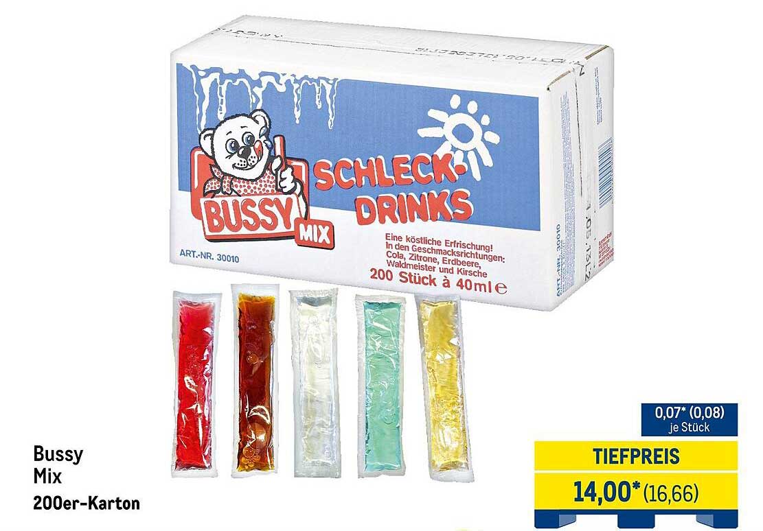 Bussy Mix Schleck Drinks 200er-Karton