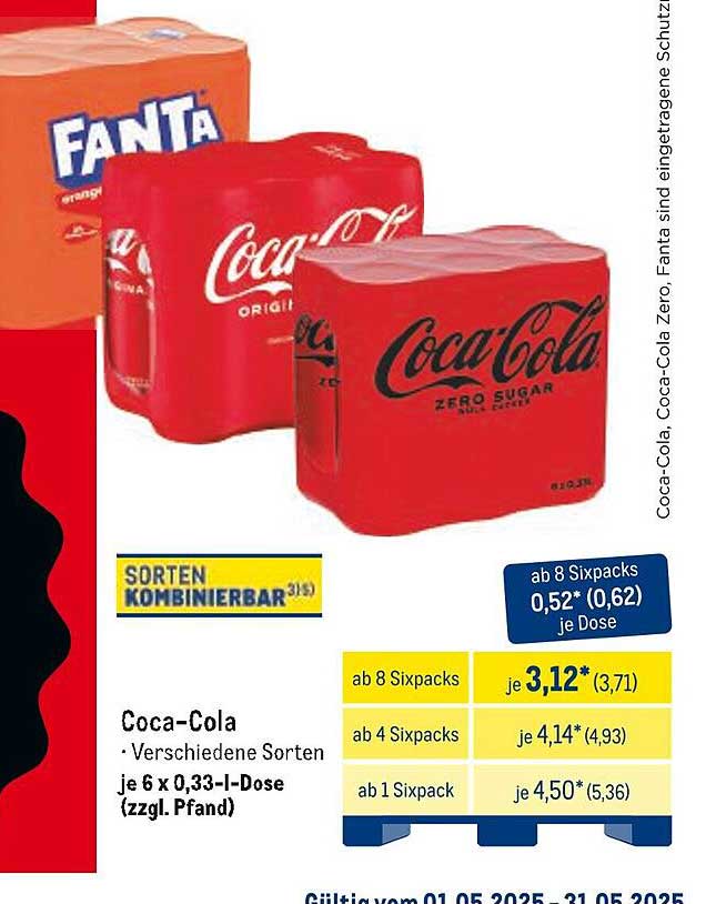 Coca-Cola - Verschiedene Sorten je 6 x 0,33-l-Dose (zzgl. Pfand)