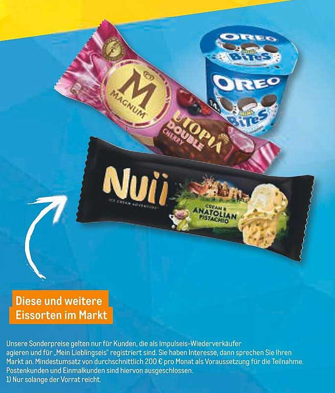 Eis-Auswahl: Magnum, Utopia Double, Oreo Bites & Nuii