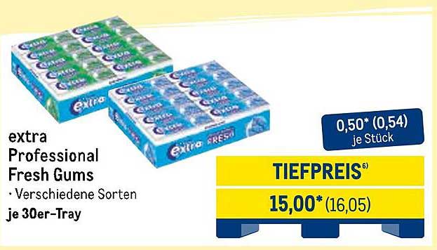 extra Professional Fresh Gums - Verschiedene Sorten im 30er-Tray