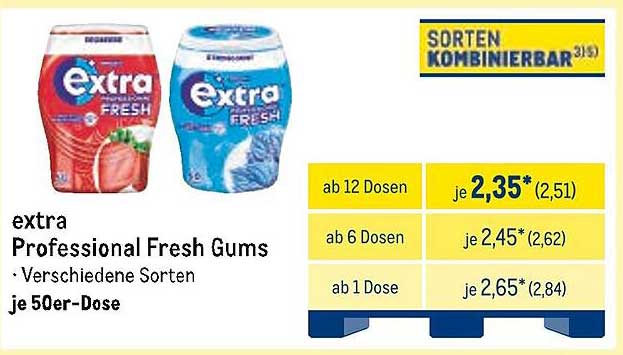 extra Professional Fresh Gums - Verschiedene Sorten je 50er-Dose