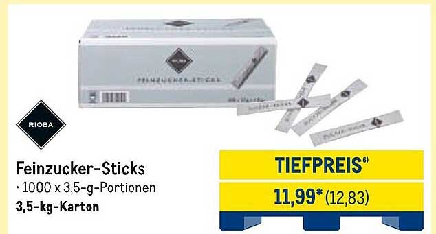 Feinzucker-Sticks - 1000 x 3,5-g-Portionen im 3,5-kg-Karton