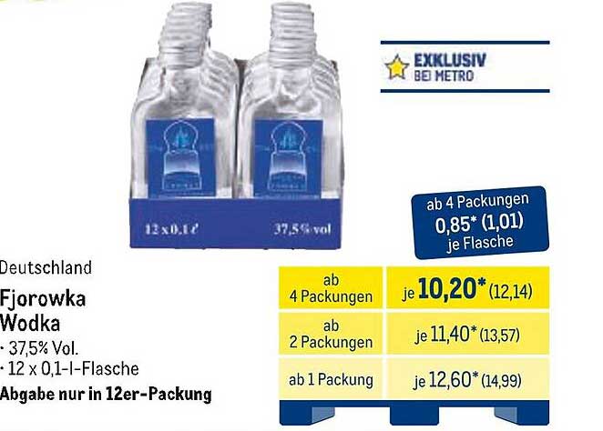 Fjorowka Wodka - 12 x 0,1 l Flasche