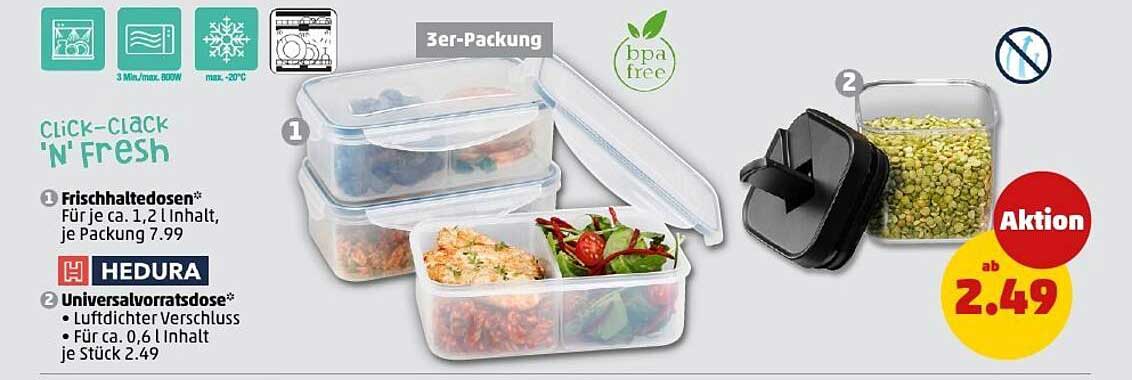 Frischhaltedosen 3er-Packung und Universalvoratsdose