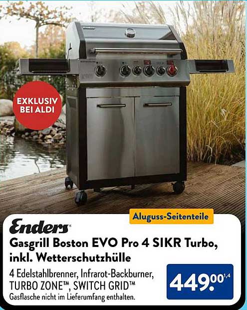 Gasgrill Boston EVO Pro 4 SIKR Turbo, inkl. Schutzhaube