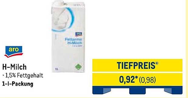 H-Milch 1,5% Fettgehalt – 1 l Packung