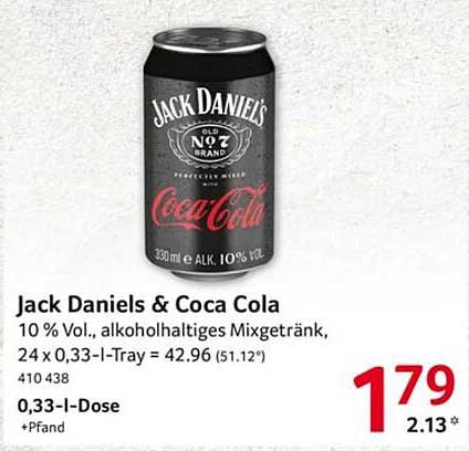 Jack Daniels & Coca Cola 10 % Vol., alkoholhaltiges Mixgetränk
