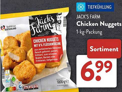 JACK'S FARM Chicken Nuggets 1-kg-Packung