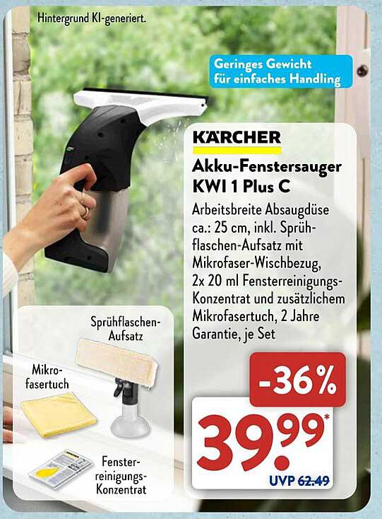 KÄRCHER Akku-Fenstersauger KW 1 Plus C