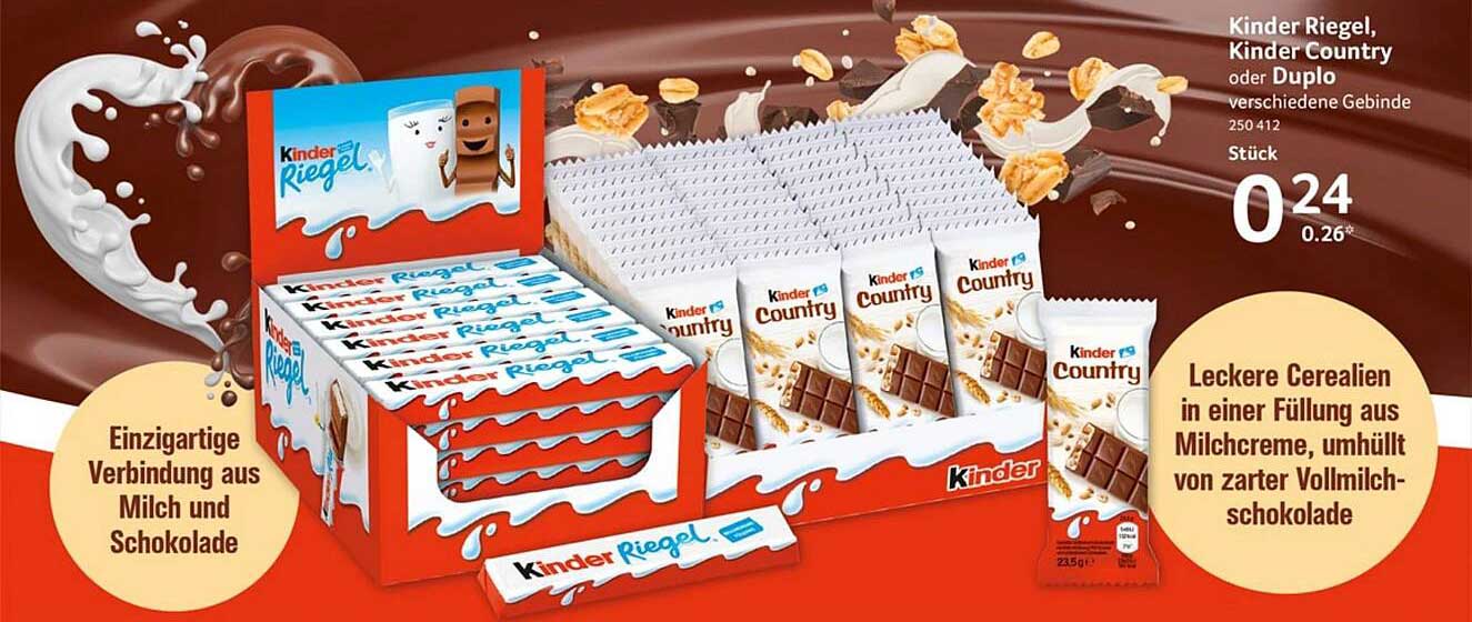 Kinder Riegel, Kinder Country oder Duplo - verschiedene Gebinde