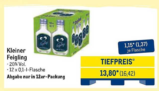 Kleiner Feigling - 12 x 0,1 l Flaschen - 20% Vol.