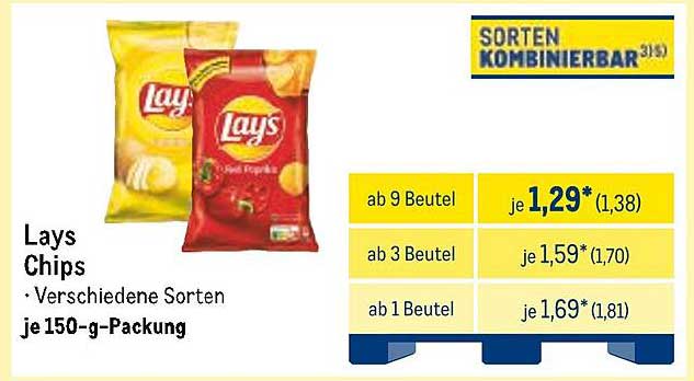 Lays Chips - Verschiedene Sorten, 150-g-Packung