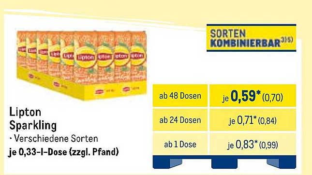 Lipton Sparkling - Verschiedene Sorten je 0,33-I-Dose (zzgl. Pfand)
