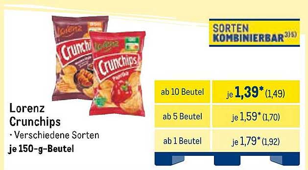 Lorenz Crunchips – Verschiedene Sorten je 150-g-Beutel