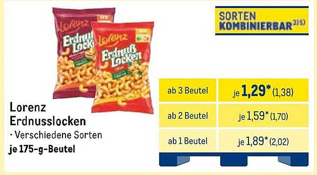 Lorenz Erdnusslocken - Verschiedene Sorten je 175-g-Beutel