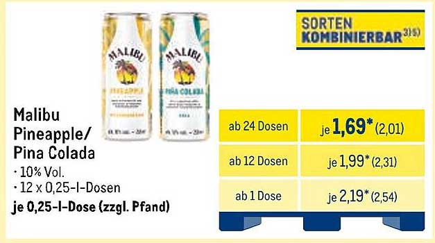 Malibu Pineapple/Pina Colada 0,25 l Dose