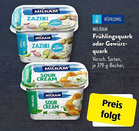 MILRAM Frühlingsquark oder Gewürzquark, 379-g-Becher, verschiedene Sorten