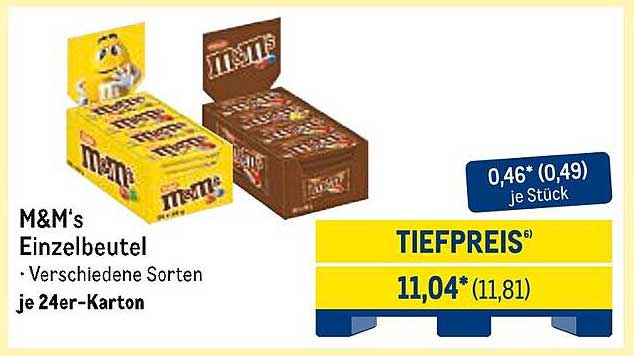 M&M's Einzelbeutel - Verschiedene Sorten je 24er-Karton