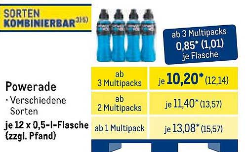 Powerade - Verschiedene Sorten
