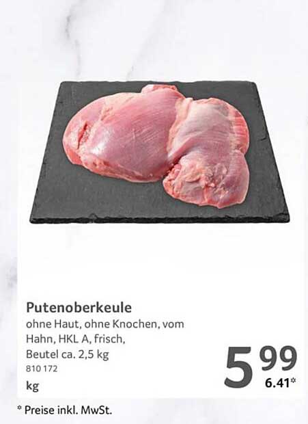 Putenoberkeule ohne Haut, ohne Knochen, frisch vom Hahn