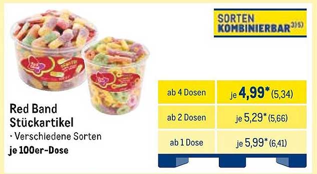 Red Band Stückartikel – verschiedene Sorten je 100er-Dose