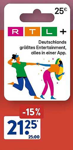 RTL+ Geschenkkarte 25 € für nur 21,25 €