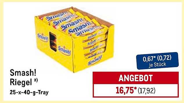Smash! Riegel 25-x-40-g-Tray