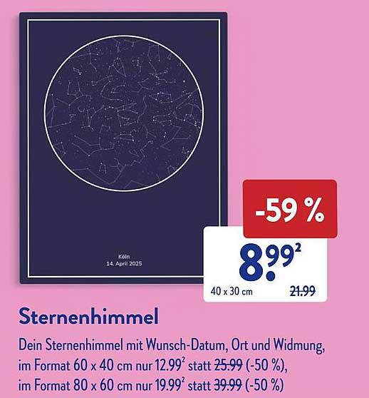 Sternenhimml mit Wunsch-Datum, Ort und Widmung