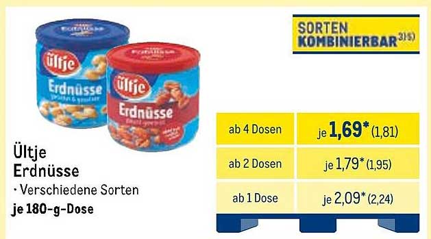 Ültje Erdnüsse - Verschiedene Sorten je 180-g-Dose
