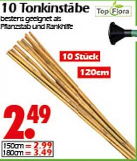 10 Tonkinstäbe 120cm - bestens geeignet als Pflanzstab und Rankhilfe