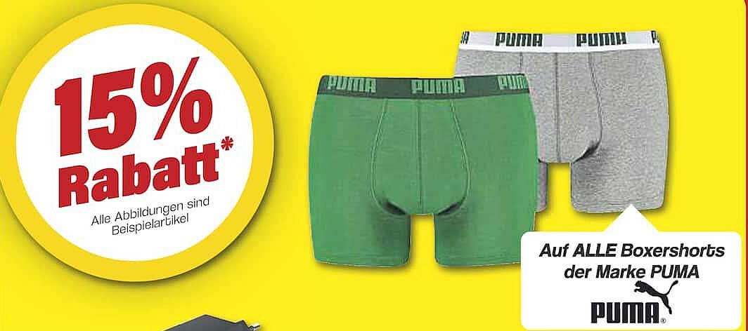 15% Rabatt auf alle Boxershorts der Marke PUMA