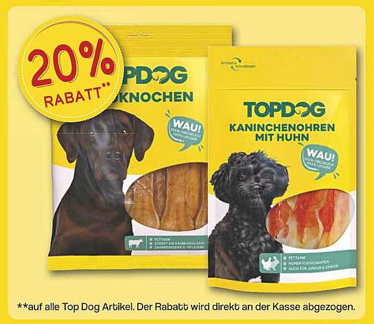 20% Rabatt auf alle Top Dog Artikel