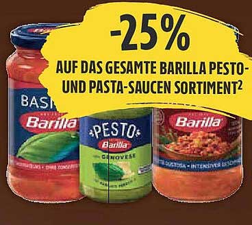 -25% auf das gesamte Barilla Pesto- und Pasta-Saucen Sortiment