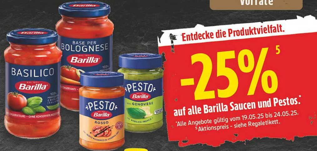 25% Rabatt auf alle Barilla Saucen und Pestos