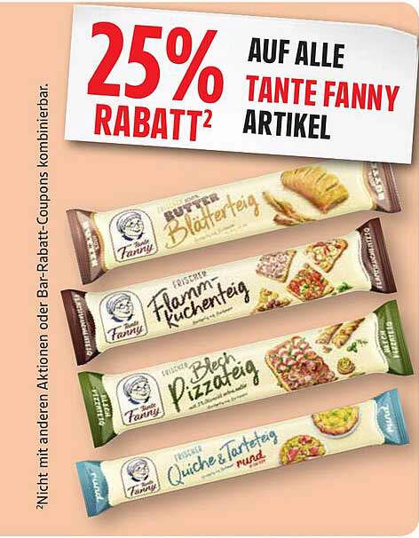 25% Rabatt auf alle Tante Fanny Artikel